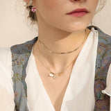 Coin Pendant Double Layer Necklace Choker Jewelry