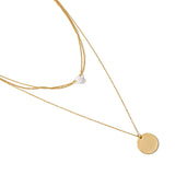 Coin Pendant Double Layer Necklace Choker Jewelry