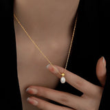 Bohemian Pearl Pendant Necklace, 316L Stainless Steel