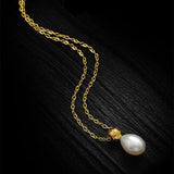 Bohemian Pearl Pendant Necklace, 316L Stainless Steel