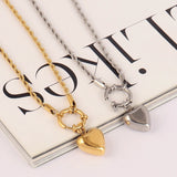 316L Stainless Steel Heart Pendant Necklace Women Punk Choker Jewelry