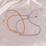 316L Stainless Steel Pearl Heart Pendant Choker Necklace for Women