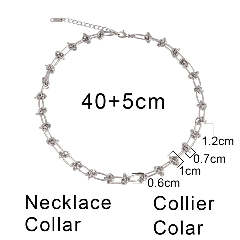 316L Stainless Steel Women's Choker Necklace Thick Chain Knot Jewelry