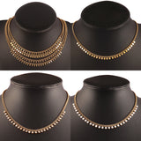316L Stainless Steel Zircon Circle Pendant Necklace Pearl Chain Chocker