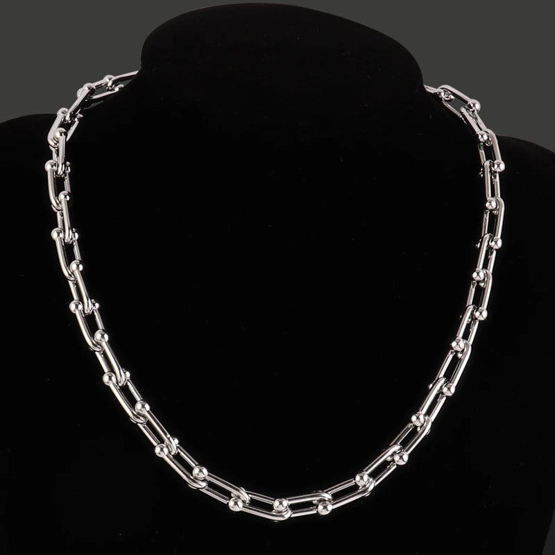 316L Stainless Steel Necklace Thick Clavicle Chain Choker Necklaces for Women