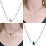316L Stainless Steel Heart Necklace Zircon Star Charms Jewelry