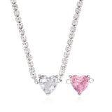 316L Stainless Steel Heart Necklace Zircon Star Charms Jewelry