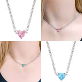 316L Stainless Steel Heart Necklace Zircon Star Charms Jewelry