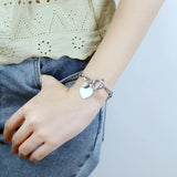 316L Stainless Steel Heart Charm Bracelet for Women