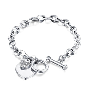 316L Stainless Steel Heart Charm Bracelet for Women