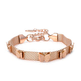 Elegant 2 Layer Welding Matte Butterfly Charm Mesh Chain Bracelet