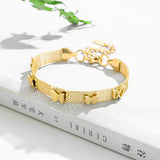 Elegant 2 Layer Welding Matte Butterfly Charm Mesh Chain Bracelet