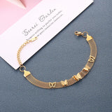 Elegant 2 Layer Welding Matte Butterfly Charm Mesh Chain Bracelet