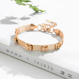 Elegant 2 Layer Welding Matte Butterfly Charm Mesh Chain Bracelet