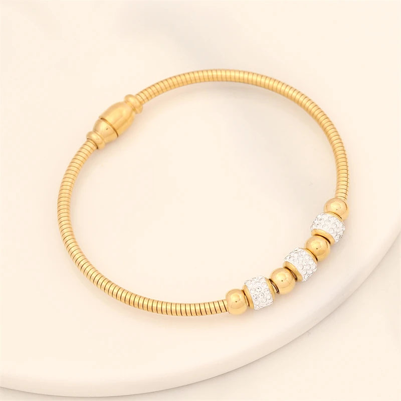 316L Stainless Steel Zircon Lucky Beads Charm Chain Bracelets