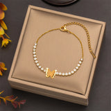 316L Stainless Steel Butterfly Charm Chain Bracelets For Women