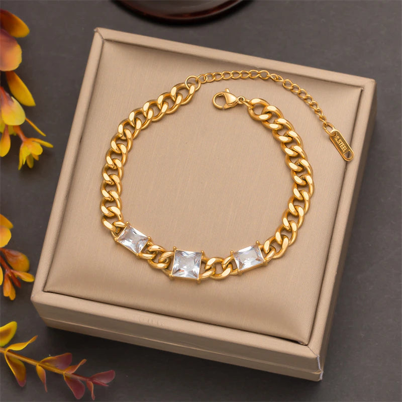 316L Stainless Steel Butterfly Charm Chain Bracelets For Women