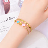 2-Layer Beading Love Heart Charm Choker Necklace Bracelet