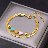 2-Layer Beading Love Heart Charm Choker Necklace Bracelet