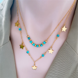 2-Layer Beading Tree Of Life Eye Charms Choker Necklace
