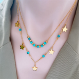 2-Layer Beading Tree Of Life Eye Charms Choker Necklace