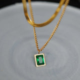 316L SS Fine Jewelry 2 Layer Zircon Chain Choker Necklaces for Women