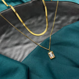 316L SS Fine Jewelry 2 Layer Zircon Chain Choker Necklaces for Women