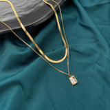316L SS Fine Jewelry 2 Layer Zircon Chain Choker Necklaces for Women