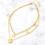 2 Layer Love Heart Charm Chain Choker Necklace Pendant