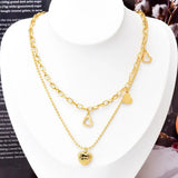 2 Layer Love Heart Charm Chain Choker Necklace Pendant