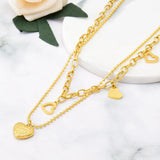 2 Layer Love Heart Charm Chain Choker Necklace Pendant