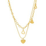 2 Layer Love Heart Charm Chain Choker Necklace Pendant