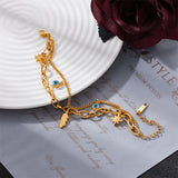 316L Stainless Steel Layered Stars Eye Leaves Bracelet