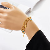316L Stainless Steel Layered Stars Eye Leaves Bracelet