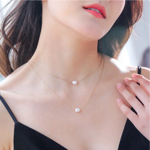 2 Layer Pearl Charms Choker Necklace for Women