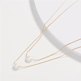 2 Layer Pearl Charms Choker Necklace for Women
