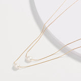 2 Layer Pearl Charms Choker Necklace for Women