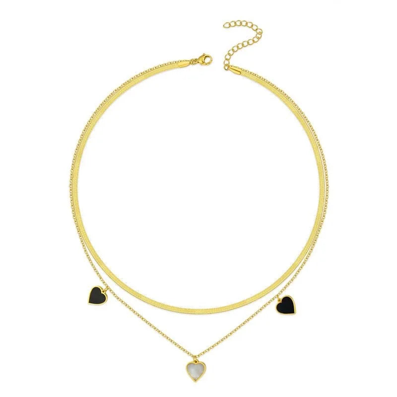 316L Stainless Steel Seashell Heart Charm Choker