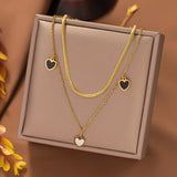 316L Stainless Steel Seashell Heart Charm Choker
