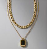 2 Layer Retro Crystal Charms Thick Chain Choker Necklace
