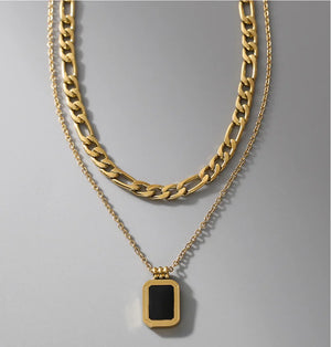 2 Layer Retro Crystal Charms Thick Chain Choker Necklace