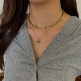 2 Layer Retro Crystal Charms Thick Chain Choker Necklace