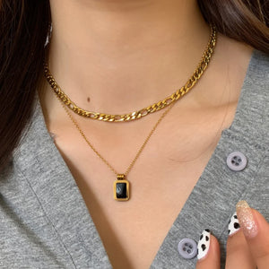 2 Layer Retro Crystal Charms Thick Chain Choker Necklace