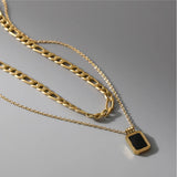 2 Layer Retro Crystal Charms Thick Chain Choker Necklace