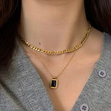 2 Layer Retro Crystal Charms Thick Chain Choker Necklace