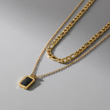 2 Layer Retro Crystal Charms Thick Chain Choker Necklace