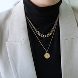 Vintage Queen Coin Charms 2 Layer Thick Chain Choker Necklace