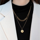 Vintage Queen Coin Charms 2 Layer Thick Chain Choker Necklace