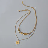 Vintage Queen Coin Charms 2 Layer Thick Chain Choker Necklace