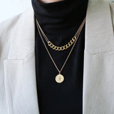 Vintage Queen Coin Charms 2 Layer Thick Chain Choker Necklace